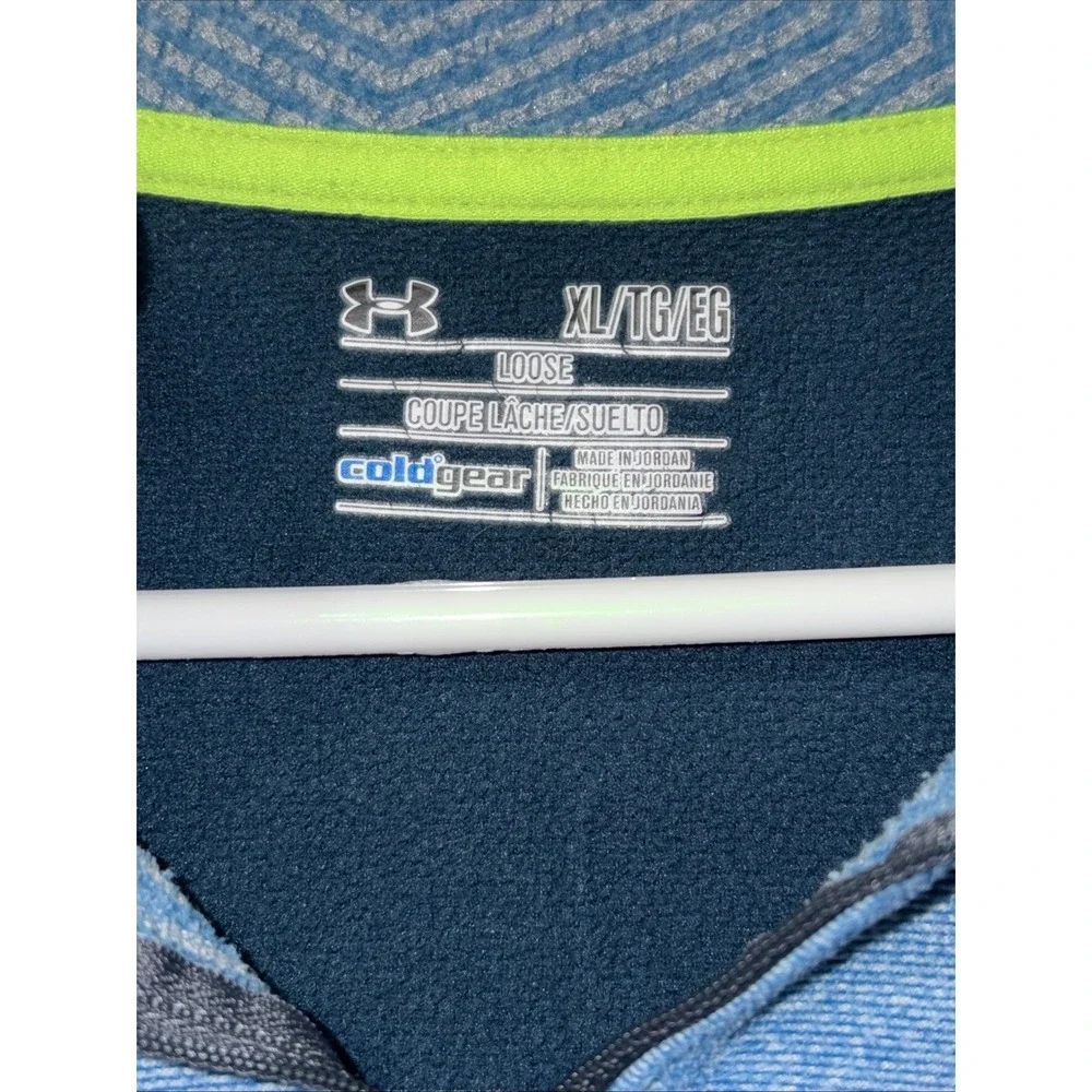 Under Armour Cold Gear Loose Fit Quarter Zip Mock Neck Teal Top Men's‎ XL